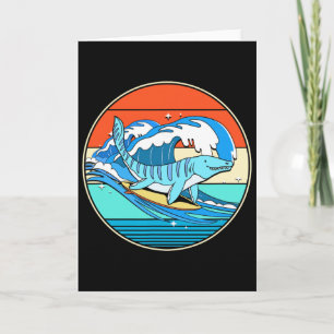 Surfing Mosasaurus Dino Retro Aquatic Dinosaur  Card