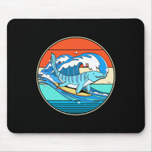 Surfing Mosasaurus Dino Retro Aquatic Dinosaur  Mouse Pad