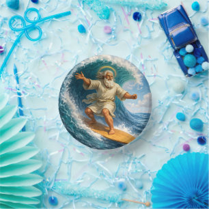 Surfing Moses funny biblical art party paper plate