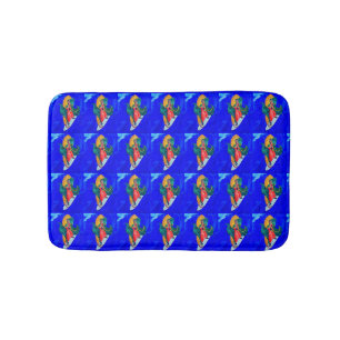 surfing nun blue sea pattern bath mat