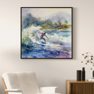 Surfing On North Shore Oahu Hawaii Art Print