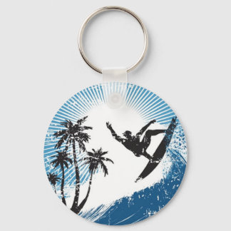 Surfing on the waves keychain