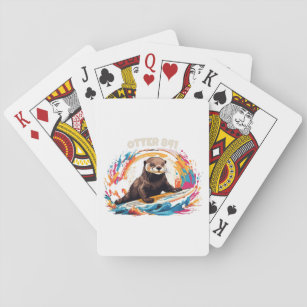 Surfing Otter 841 Otter My Way California Sea Otte Playing Cards