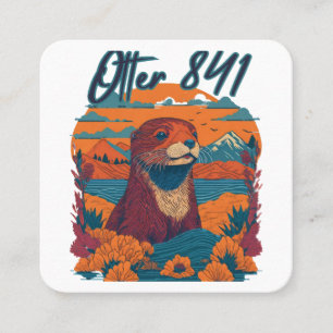 Surfing Otter 841 Otter My Way California Sea Otte Square Business Card