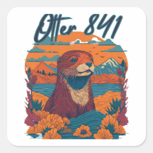 Surfing Otter 841 Otter My Way California Sea Otte Square Sticker