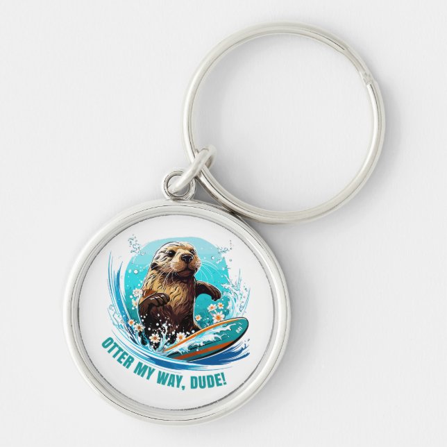 Surfing Otter 841 Otter My Way Dude California Ott Keychain (Front)