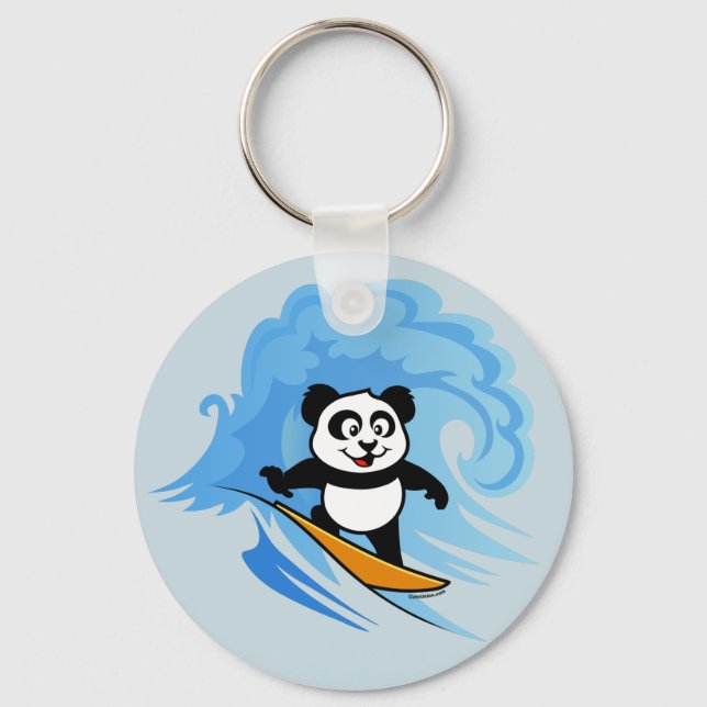 Surfing Panda Keychain (Front)