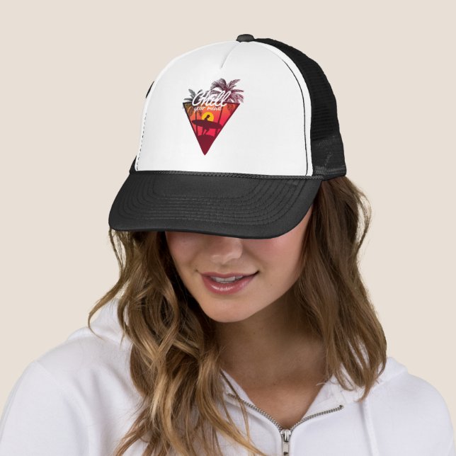 Surfing Paradise Chill Your Mind Trucker Hat (In Situ)