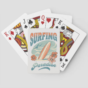 Surfing Paradise retro style design Playing Cards