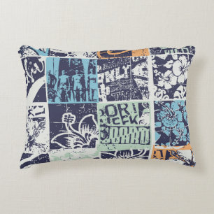 Surfing patchwork: grunge vintage pattern accent pillow