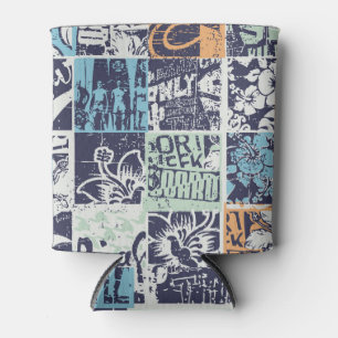 Surfing patchwork: grunge vintage pattern can cooler