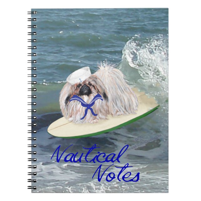 Surfing Pekingese Dog Notebook (Front)