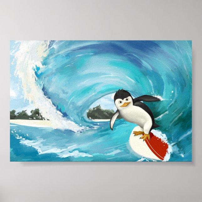 Surfing Penguin Poster (Front)