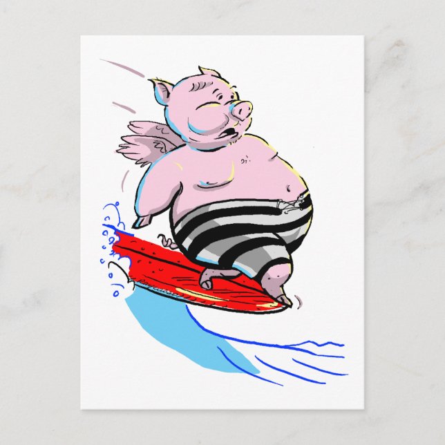 sUrFiNg PiG Postcard (Front)