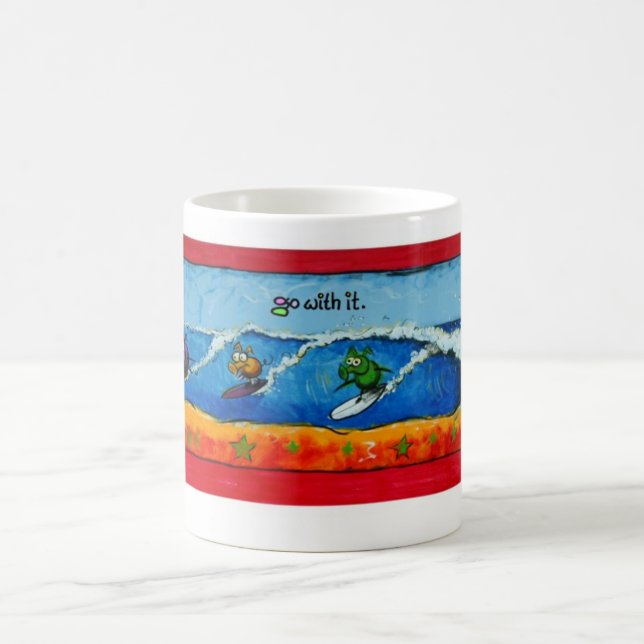 Surfing Pigs "Go With It" Coffee Mug (Center)
