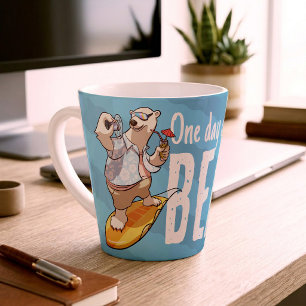 Surfing Polar Bear One Day Closer To The Beach Latte Mug