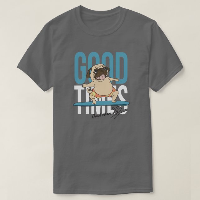 Surfing Pug T-Shirt (Design Front)