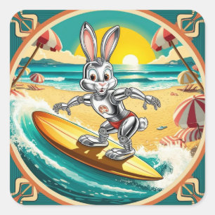 surfing rabbit : vantage imagery square sticker