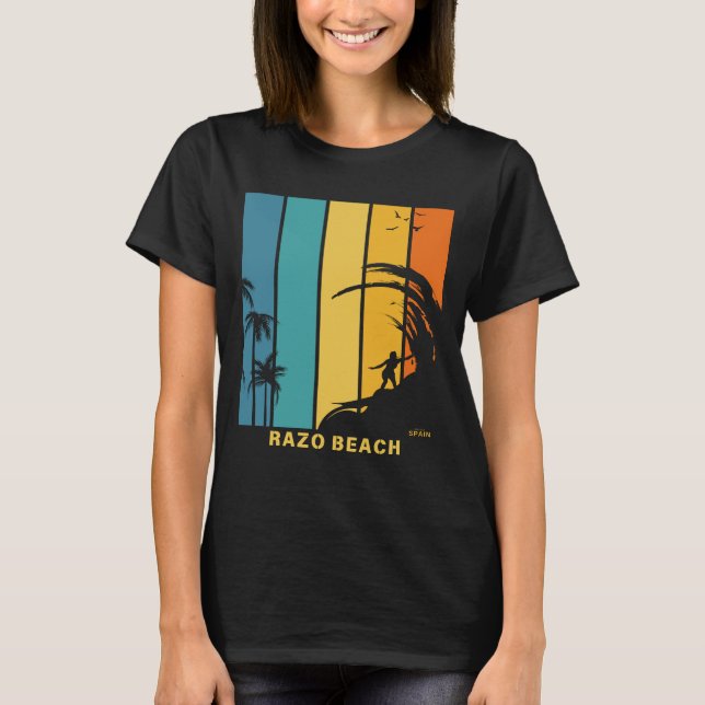 Surfing Razo Beach Spain T-Shirt (Front)
