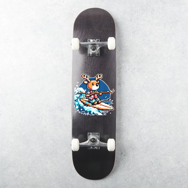 Surfing Reindeer: 8-Bit Holiday Wave (Skateboard)