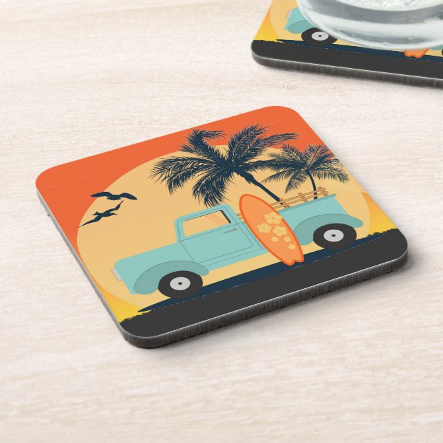 Surfing Retro Beverage Coaster (Left Side)