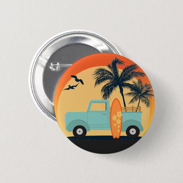 Surfing Retro Button (Front & Back)