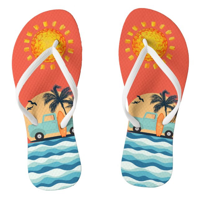 Surfing Retro Flip Flops (Footbed)