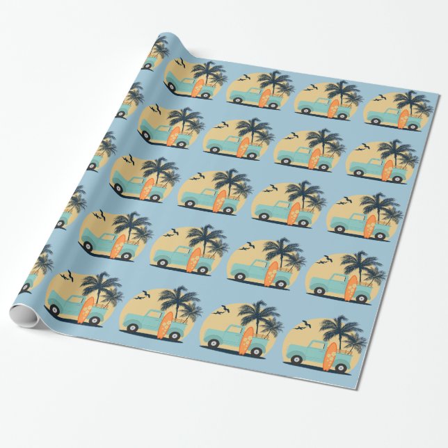 Surfing Retro Wrapping Paper (Unrolled)