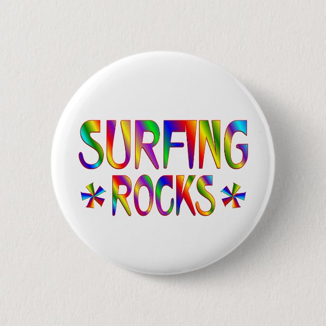 Surfing Rocks 2 Inch Round Button (Front)