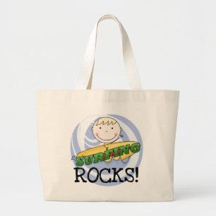 Surfing Rocks - Blonde Boy Tshirts and Gifts Large Tote Bag