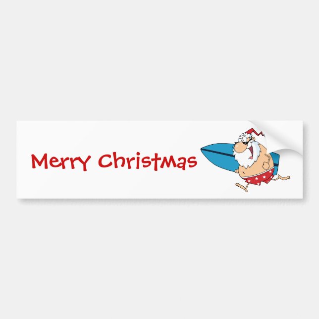 surfing santa bumper sticker (Front)