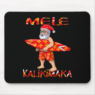 Surfing Santa Christmas Mele Kalikimaka Mouse Pad