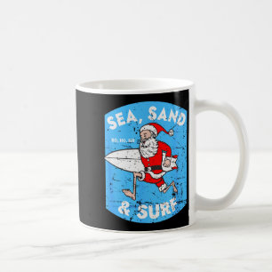 Surfing Santa - Christmas Surfboarding Santa Claus Coffee Mug