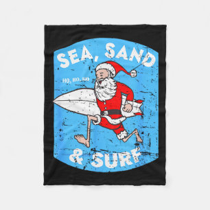 Surfing Santa - Christmas Surfboarding Santa Claus Fleece Blanket