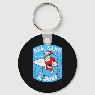Surfing Santa - Christmas Surfboarding Santa Claus Keychain