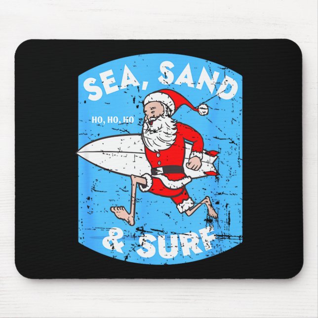 Surfing Santa - Christmas Surfboarding Santa Claus Mouse Pad (Front)
