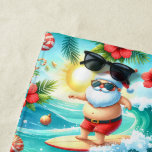 Surfing Santa Christmas with Santa Surfer  Beach Towel<br><div class="desc">Surfing Santa Christmas with Santa Surfer Beach Towel</div>