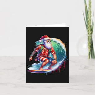 Surfing Santa Claus Christmas In July Beach Summer Card