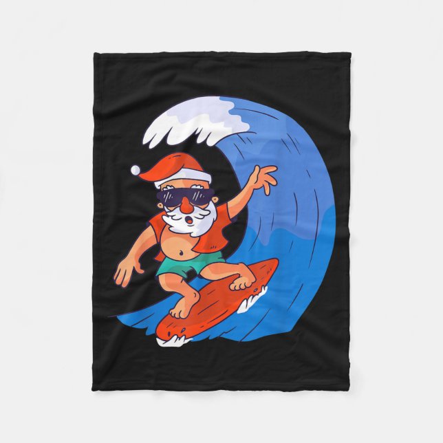 Surfing Santa Claus Christmas X-mas Gift  Fleece Blanket (Front)