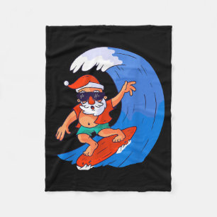 Surfing Santa Claus Christmas X-mas Gift Fleece Blanket