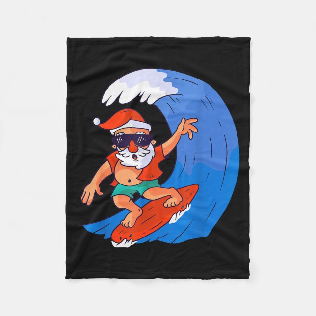 Surfing Santa Claus Christmas X-mas Gift  Fleece Blanket (Front)