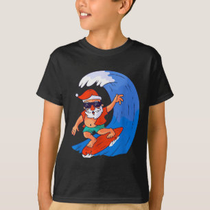 Surfing Santa Claus Christmas X-mas Gift  T-Shirt