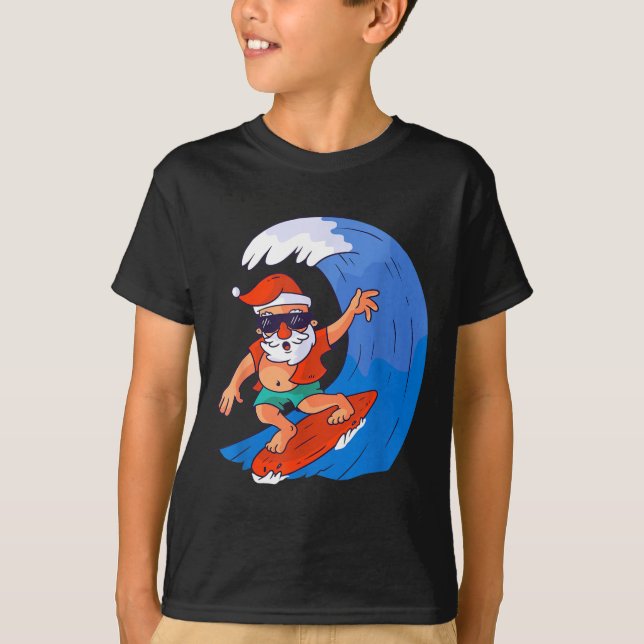 Surfing Santa Claus Christmas X-mas Gift  T-Shirt (Front)