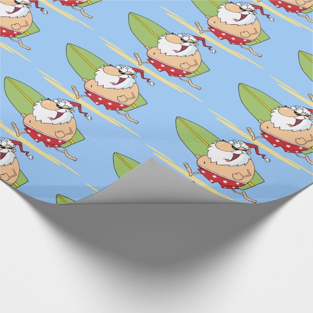 Surfing Santa Claus Wrapping Paper (Corner)