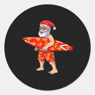 Surfing Santa For Hawaiian Surf Christmas Classic Round Sticker