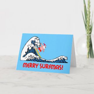 Surfing Santa Holiday Card