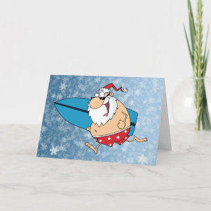 surfing santa holiday card
