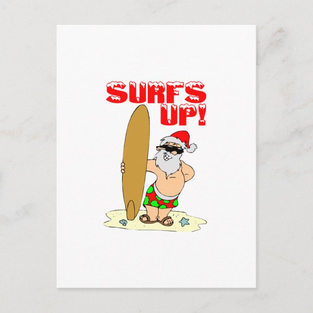 Surfing Santa Holiday Postcard (Front)