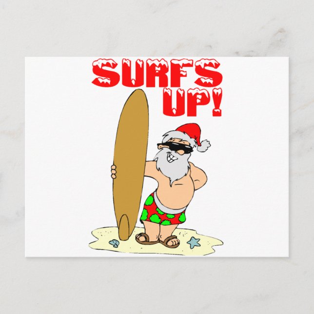 Surfing Santa Holiday Postcard (Front)