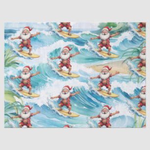 Surfing Santa is on big wave in Hawaii  Tissue Paper